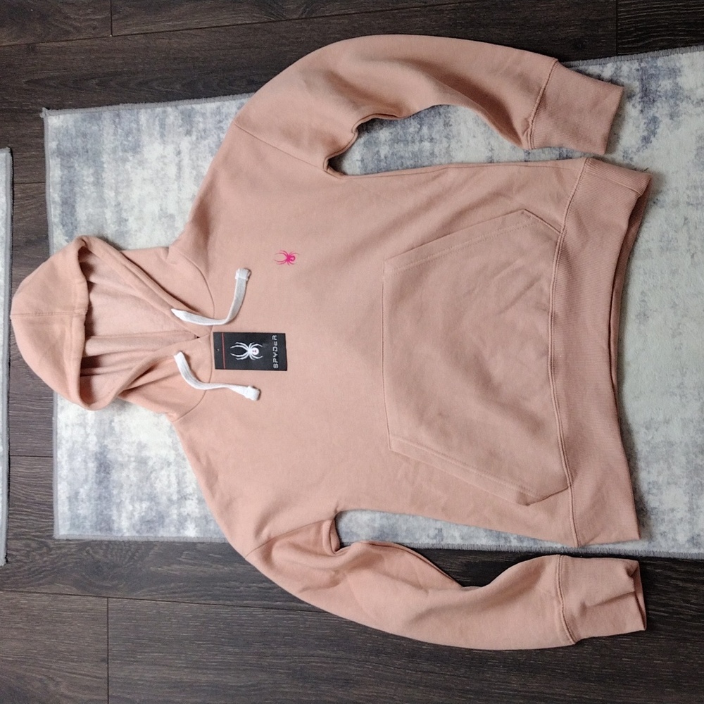Cozy Pink on Pink Spyder Hoodie Cotton Blend Activewear Sweatshirt S Misty Rose
